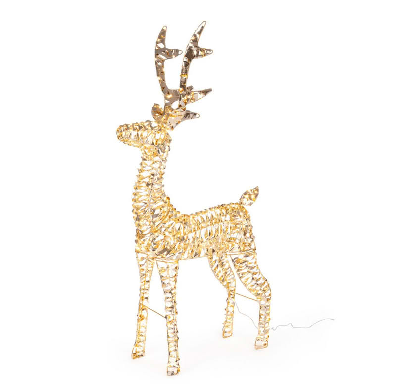 Renna luminosa oro di Natale con 600 led e alta 80 cm, perfetta come decorazione di Natale